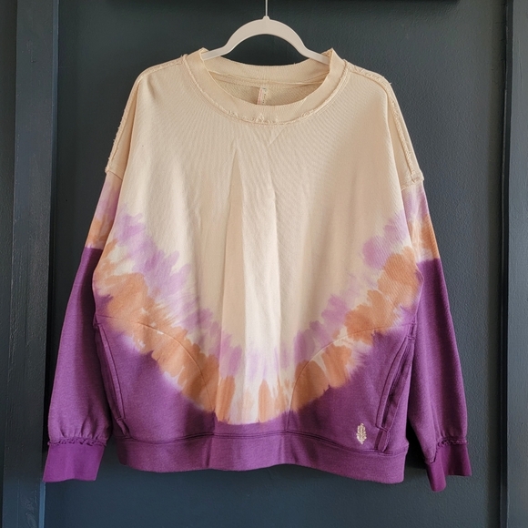 Free People Ombre Tie-Dye Metti‎ Crew Oversized Sweatshirt Size Small /Medium - Picture 1 of 13